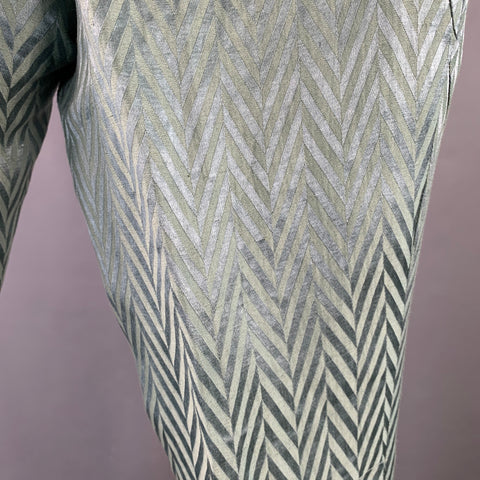 HAIDER ACKERMANN Size 32 Green Herringbone Jacquard Linen Silk Cropped Casual Pants