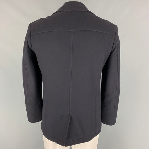 SAKS FIFTH AVENUE Taille 42 Caban à double boutonnage en mélange de cachemire bleu marine