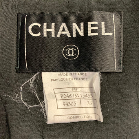 CHANEL Size 4 Black Cotton Blend Boucle Single Breasted Jacket Blazer