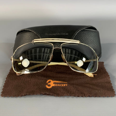 ERMENEGILDO ZEGNA Cream Silver Sunglasses
