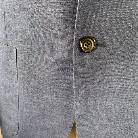 SARTORIO Size 44 Blue Silk Blend Single Breasted Sport Coat