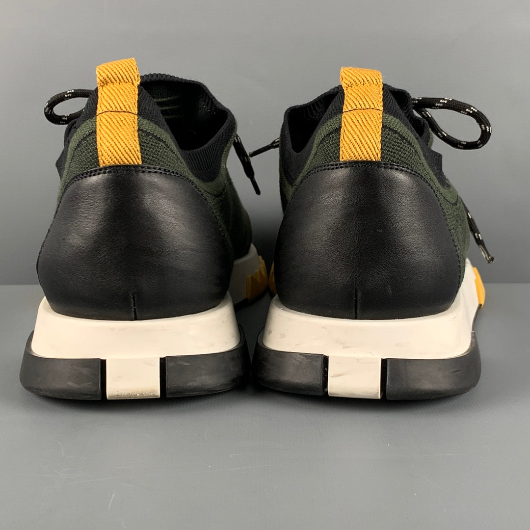 HERMES Size 11 Green Black Nylon Slip On Sneakers