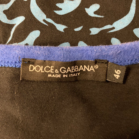 D&G by DOLCE & GABBANA Size S Black Pop Art Cotton V-Neck T-shirt