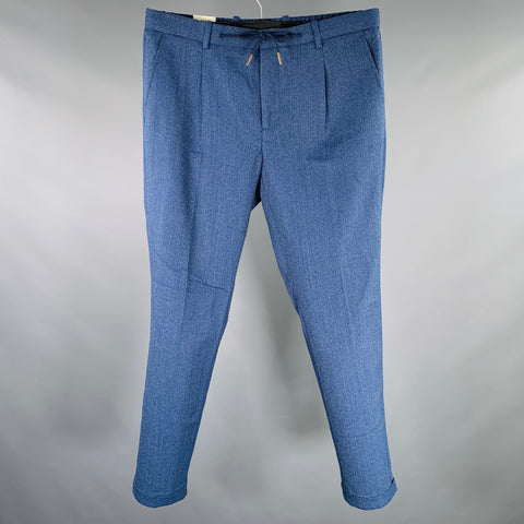 SCOTCH AND SODA Size 32 Blue White Textured Polyester Blend Casual Pants