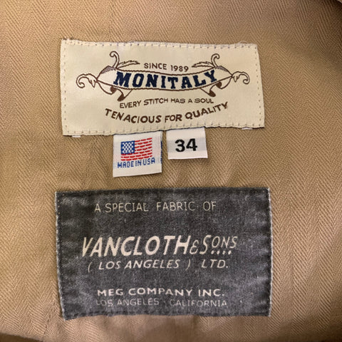 MONITALY Size 34 Khaki Cotton Casual Pants