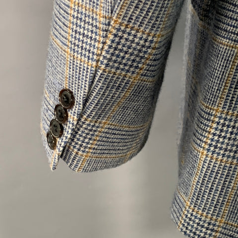 WALKER SLATER Size 40 Regular Blue White Yellow Glenplaid Sport Coat