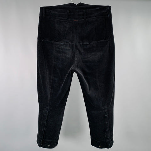 SHINYA KOZUKA Size 31 Black Velvet Cotton Culotte Casual Pants