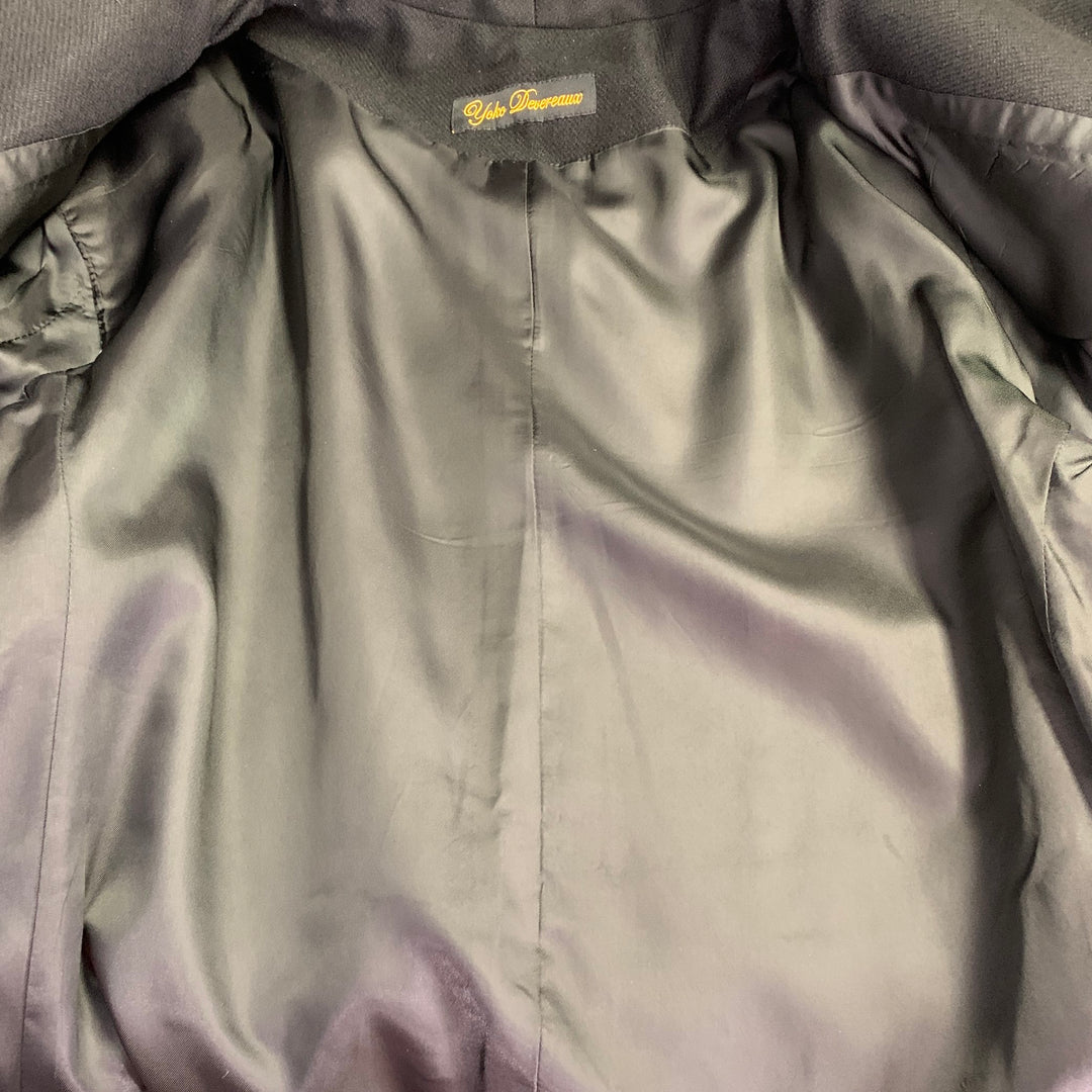 YOKO DEVEREAUX Size 44 Black Cashmere Hooded Jacket