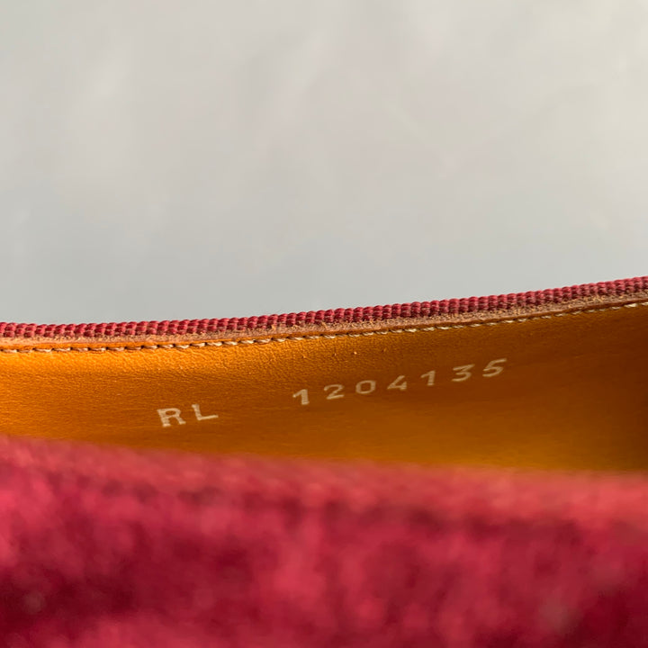 RALPH LAUREN Size 9.5 Burgundy Velvet Monogram Slip On Flats