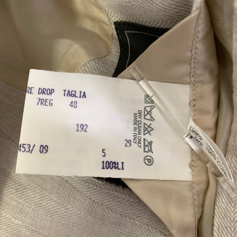 SALVATORE FERRAGAMO Size 38 Cream Herringbone Linen Sport Coat