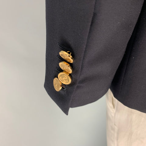 THOM BROWNE Size 42 Navy Stripe Wool Notch Lapel Sport Coat