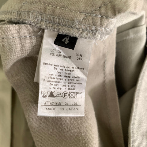 ATTACHMENT Size 32 Cream Grey Solid Cotton Blend Button Fly Casual Pants