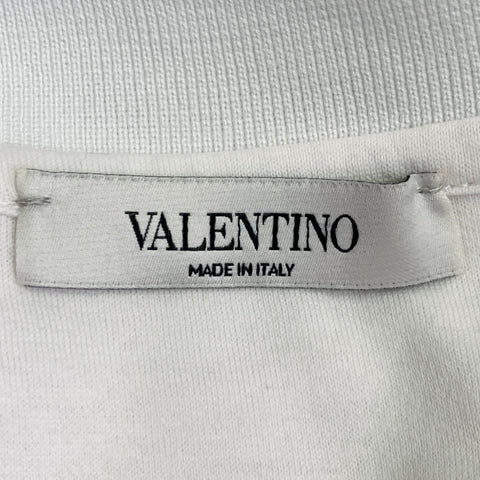VALENTINO Size M White Purple Green Abstract Floral Print Cotton Buttoned Polo
