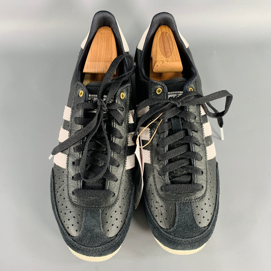 ADIDAS JAPAN Size 10.5 Black White Leather Two Tone Low Top Sneakers
