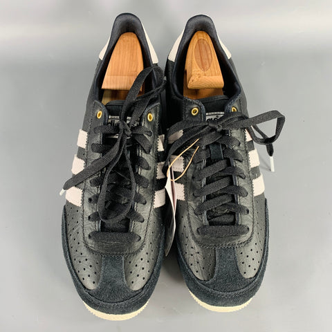 ADIDAS JAPAN Size 10.5 Black White Leather Two Tone Low Top Sneakers
