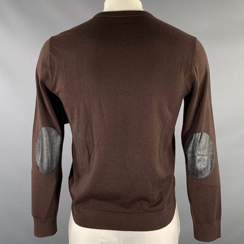 JOSEPH Size L Brown Solid Wool Blend Crew-Neck Pullover