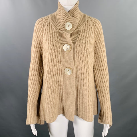 BRUNELLO CUCINELLI Size M Beige Camel Cashmere Wide Sleeves Cardigan