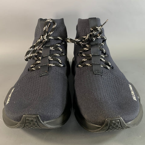 BALENCIAGA Size 12 Navy Black Mesh Runner Sneakers