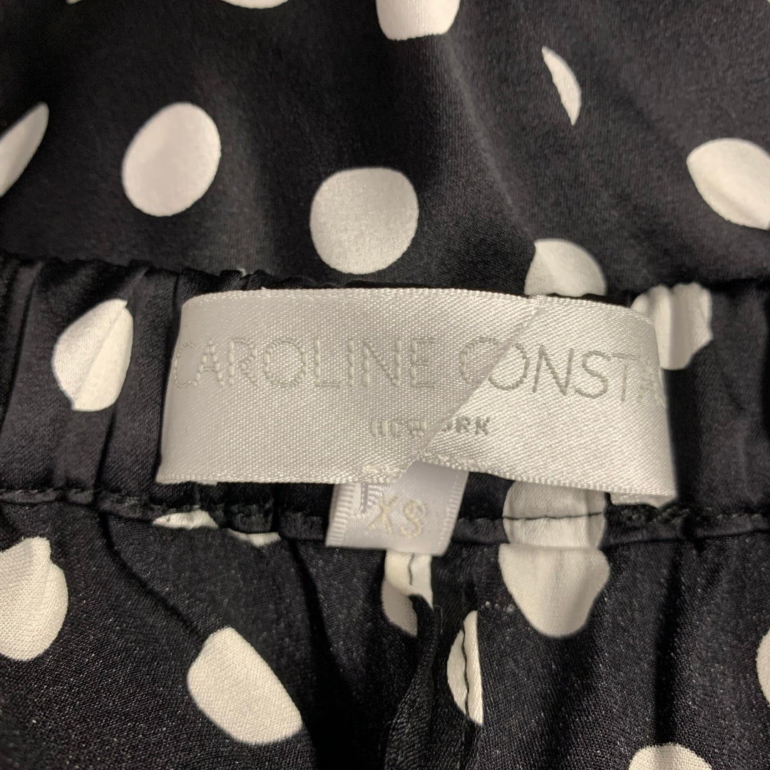 CAROLINE CONSTAS Size XS Black White Silk Blend Polka Dot Long Sleeve Dress