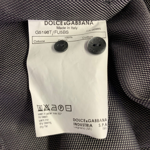 DOLCE & GABBANA Size S Grey Black Nailhead Cotton Button Up Long Sleeve Shirt