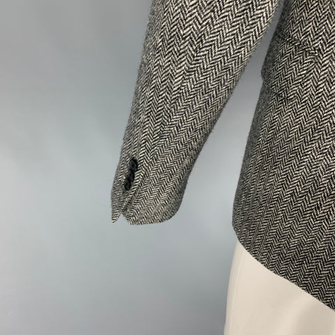 AMI by ALEXANDRE MATTIUSSI Size 40 Grey Black Herringbone Coat