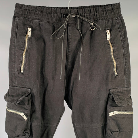 HYPER DENIM Size M Black Twill Cotton Blend Zip Pockets Casual Pants