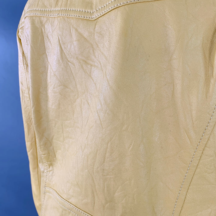 MICHAEL by MICHAEL KORS Size M Yellow Leather Lambskin Motorcycle Jacket