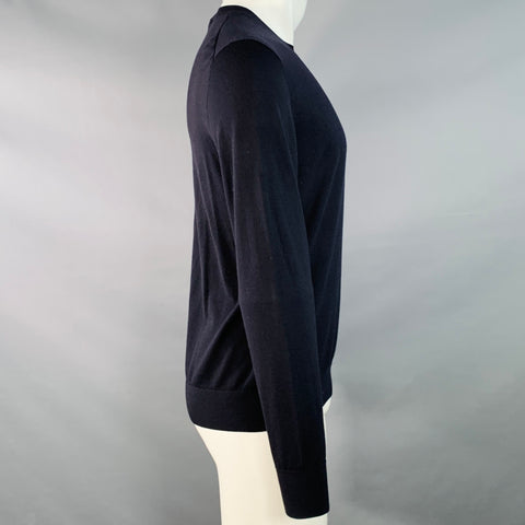 THEORY Size S Navy Wool Jersey Long Sleeve Crew Neck Pullover