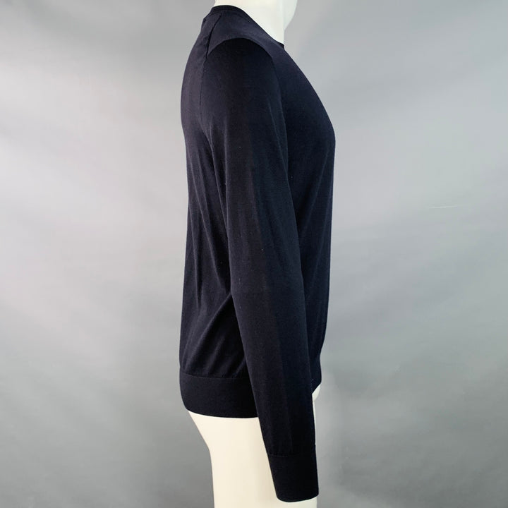 THEORY Size S Navy Wool Jersey Long Sleeve Crew Neck Pullover