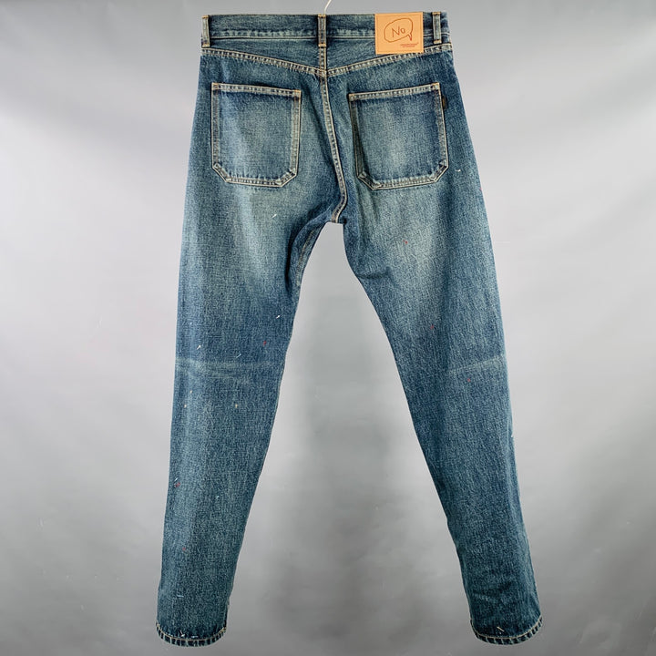 UNDERCOVER Size 30 Blue Multi Color Embroidery Cotton Relaxed Drop Crotch Jeans