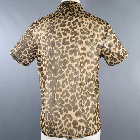DRIES VAN NOTEN Size M Tan Black Animal Print Short Sleeve Shirt