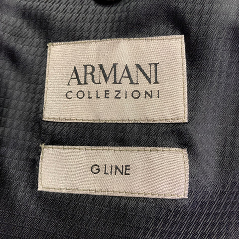 ARMANI COLLEZIONI Size 42 Black Velvet Wood Grain Polyester Sport Coat