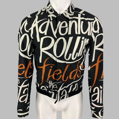 BURBERRY PRORSUM Size 36 Black Copper Graphic Silk Blend Jacket