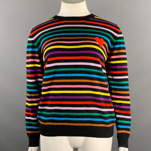 CHINTI AND PARKER Size L Black Multi Color Cashmere Stripe Pullover  Womens