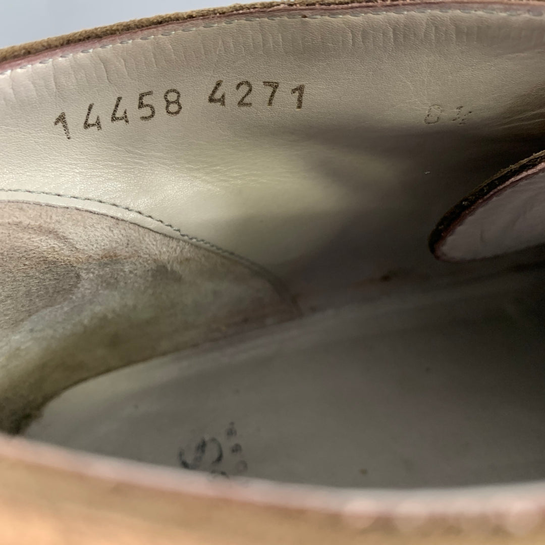 HUGO BOSS Size 8.5 Tan Khaki Leather Square Toe Lace Up Shoes