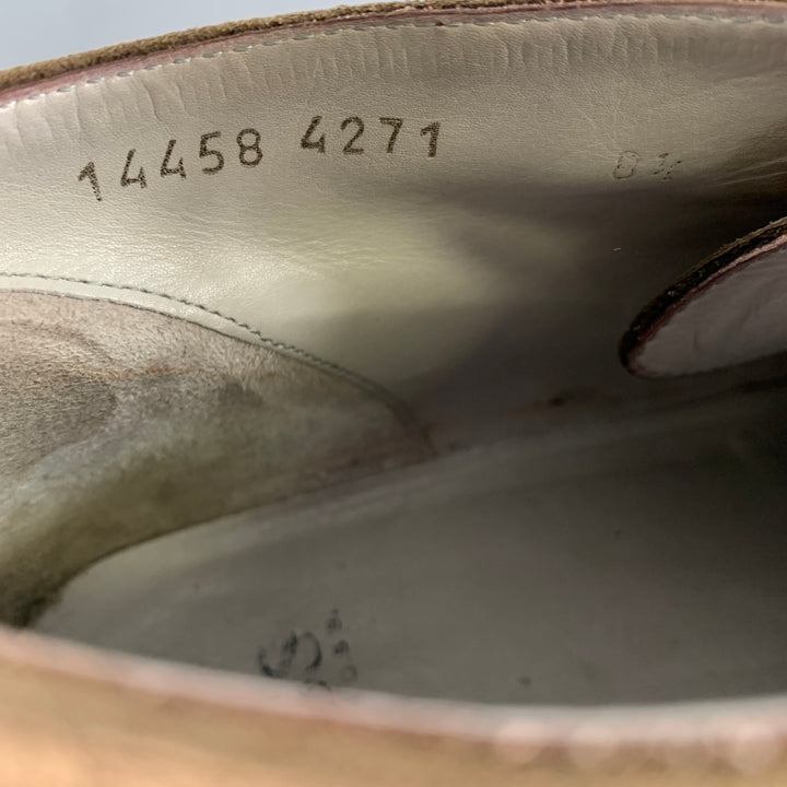 HUGO BOSS Size 8.5 Tan Khaki Leather Square Toe Lace Up Shoes