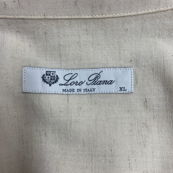 LORO PIANA Size XL Beige Cotton Blend Button Down Long Sleeve Shirt
