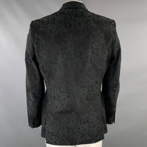 D&G by DOLCE & GABBANA Size 44 Black Lace Notch Lapel Sport Coat