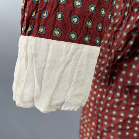JUNYA WATANABE Size S Burgundy White Polyester Dots 3/4 Sleeves Midi Dress