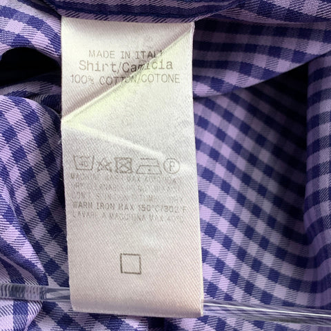 ERMENEGILDO ZEGNA Size XL Purple Lavender Checkered Cotton Long Sleeve Shirt