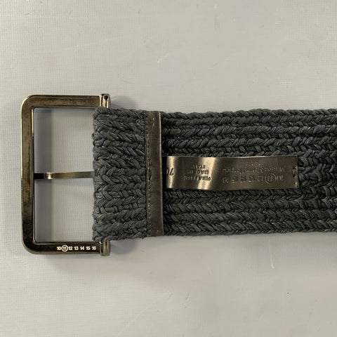 MAISON MARTIN MARGIELA Waist Size 30 Black Woven Fabric Leather Belt