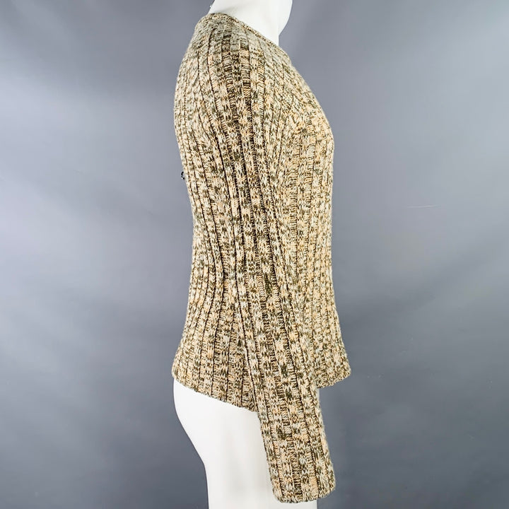 VALENTINO Size S Yellow Olive Rib Knit Wool Blend Crew Neck Sweater