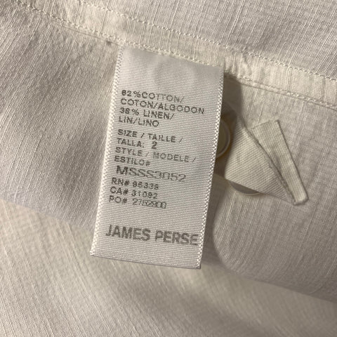 JAMES PERSE Size M White Textured Cotton Linen Pointed Collar Long Sleeve Shirt
