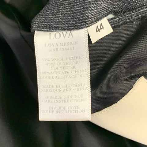 LOVA Size 44 Grey Wool Blend Single Button Notch Lapel Suit