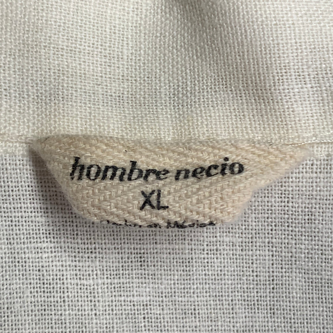 HOMBRE NECIO Size XL Beige Black Figures Print Linen Cotton Jacket