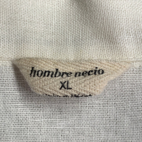 HOMBRE NECIO Size XL Beige Black Figures Print Linen Cotton Jacket