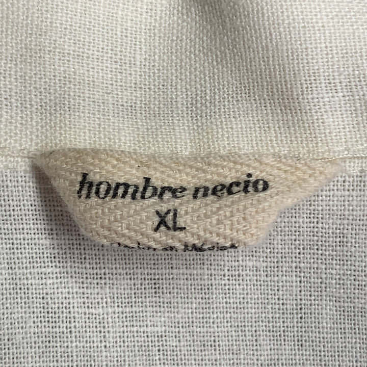 HOMBRE NECIO Size XL Beige Black Figures Print Linen Cotton Jacket