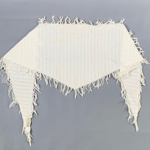 BALENCIAGA Cream Woven Fringe Scarf Shawl