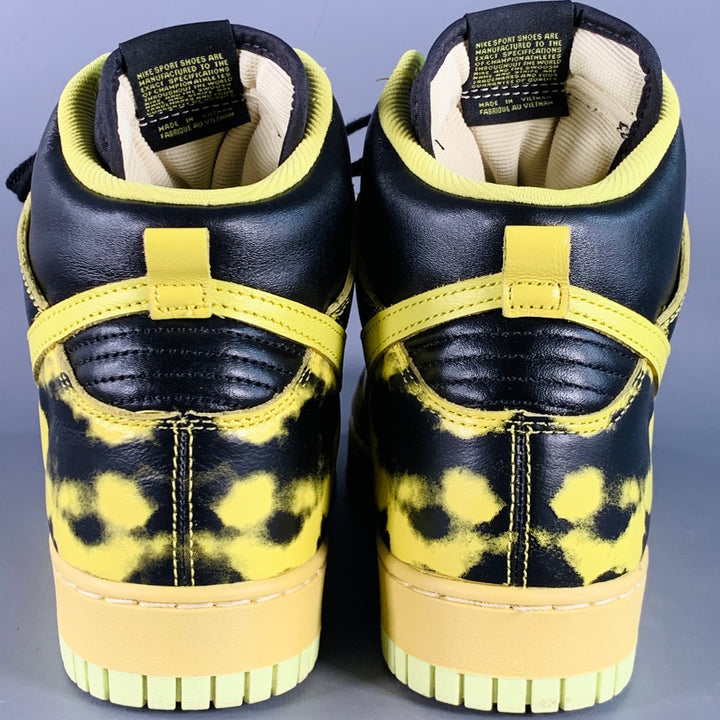 NIKE Size 11 Dunk High 1985 Black Yellow Print Leather High Top Sneakers