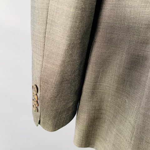 TIGER of SWEDEN Size 46 Black Cream Dots Wool Cashmere Notch Lapel Suit